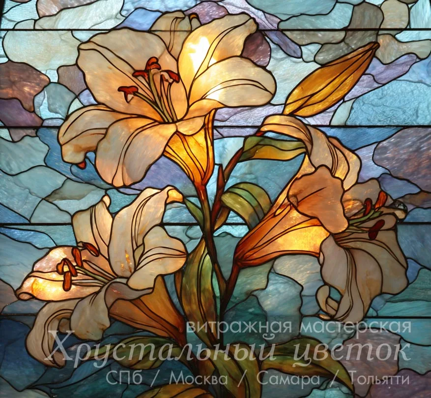 Витраж для памятика на кладбище 24
