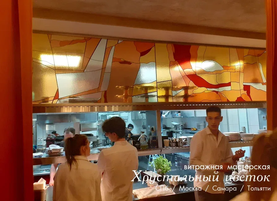 Витраж реалистик в ресторане СПб 2